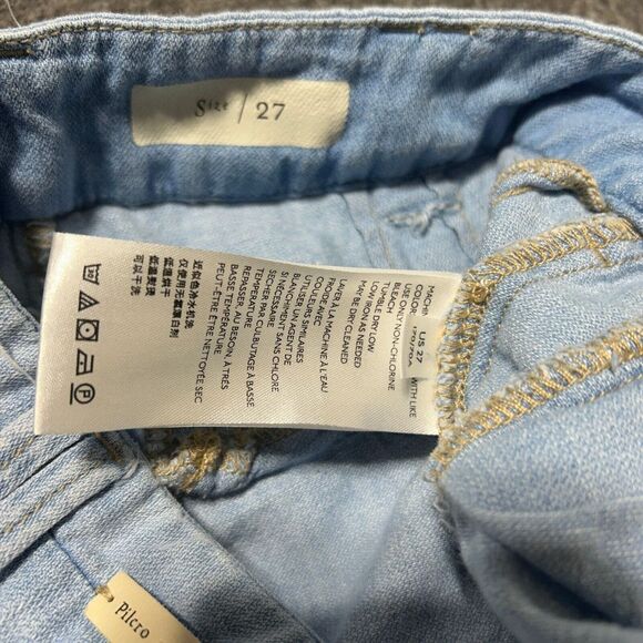 Pilcro And The Letterpress Wide Leg Pants Light Wash Size 27 Blue Cotton Linen - Picture 7 of 13